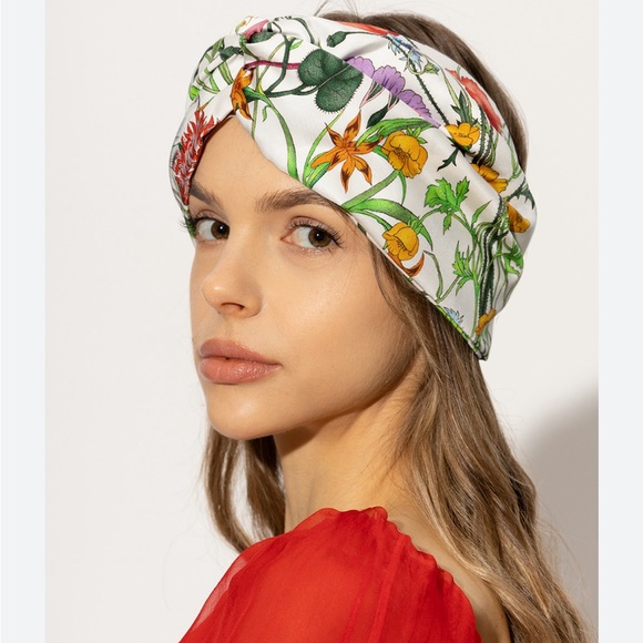 NWOT/GG FLORAL PRINT SILK HEADBAND SZ:OS - Picture 3 of 8